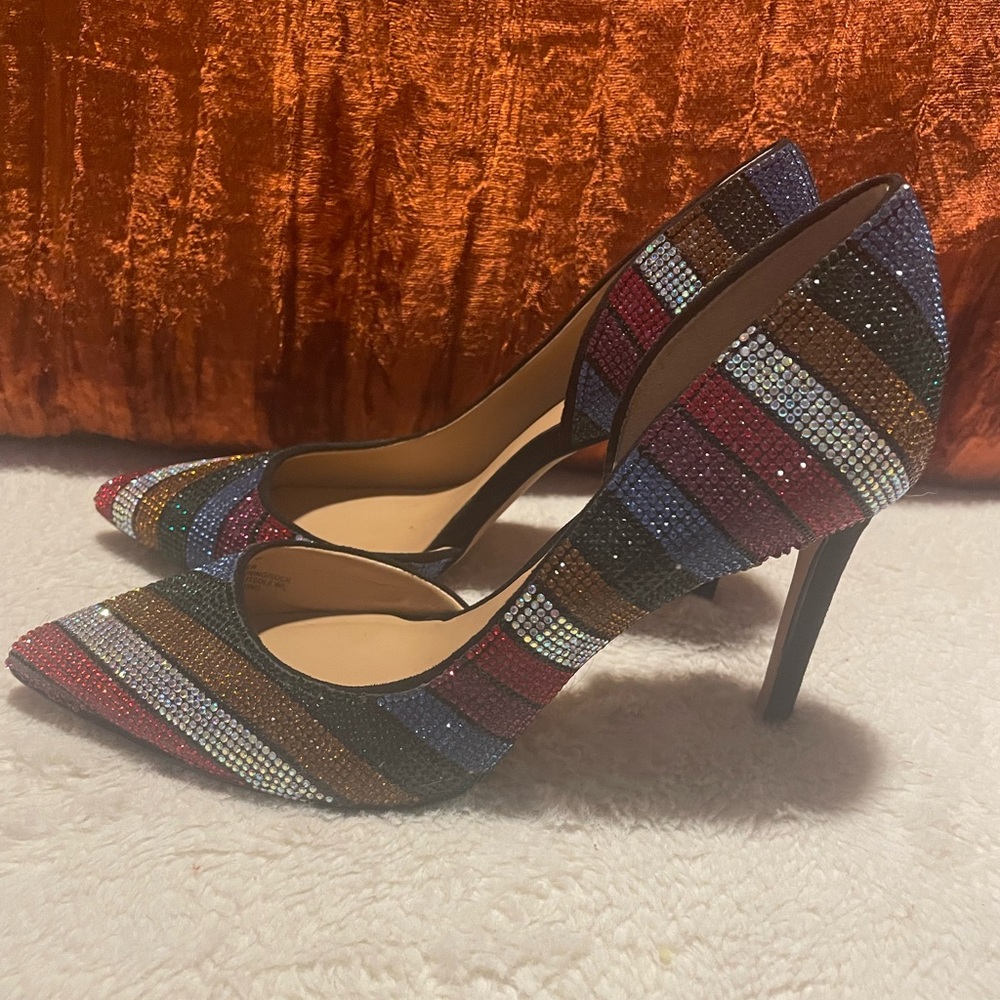 Multicolor Striped Women's Heels - Picture 5 of 7